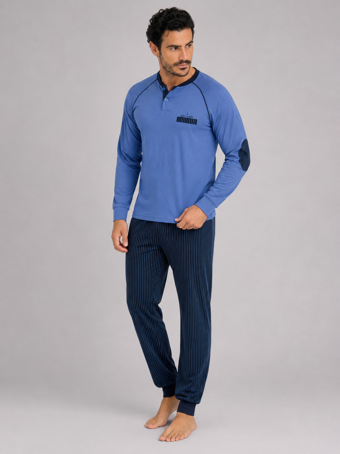 Pigiama da uomo in cotone manica lunga - Jeans