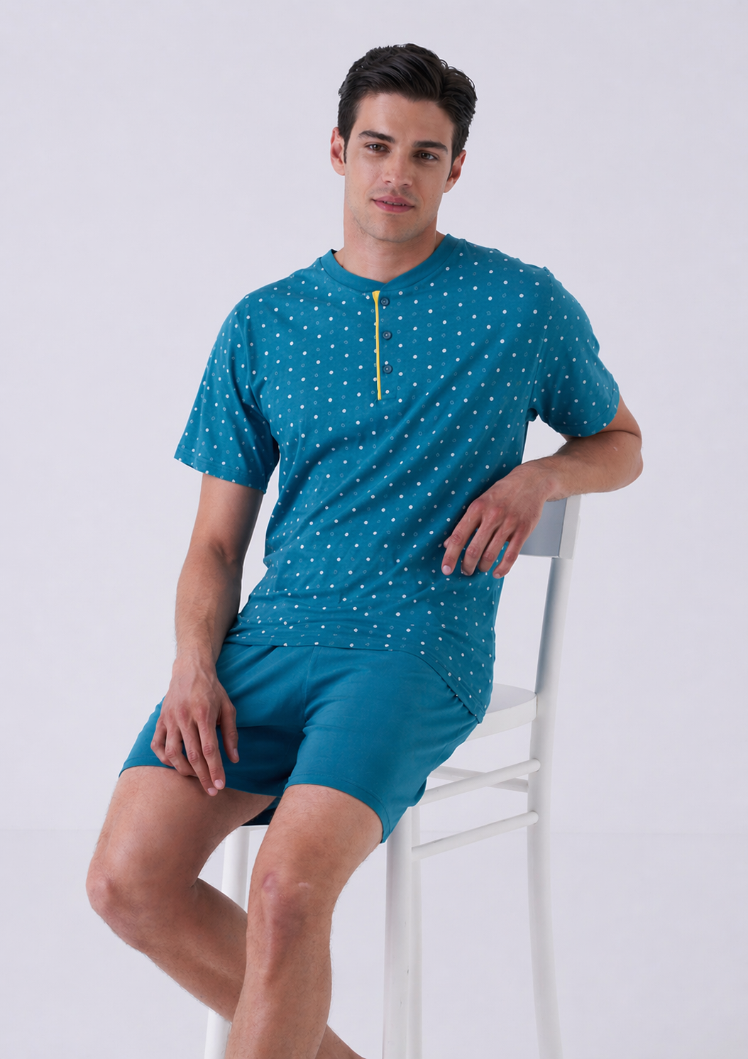 Pigiama corto uomo t-shirt + shorts - Petrolio