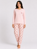 Pigiama da donna in cotone manica lunga