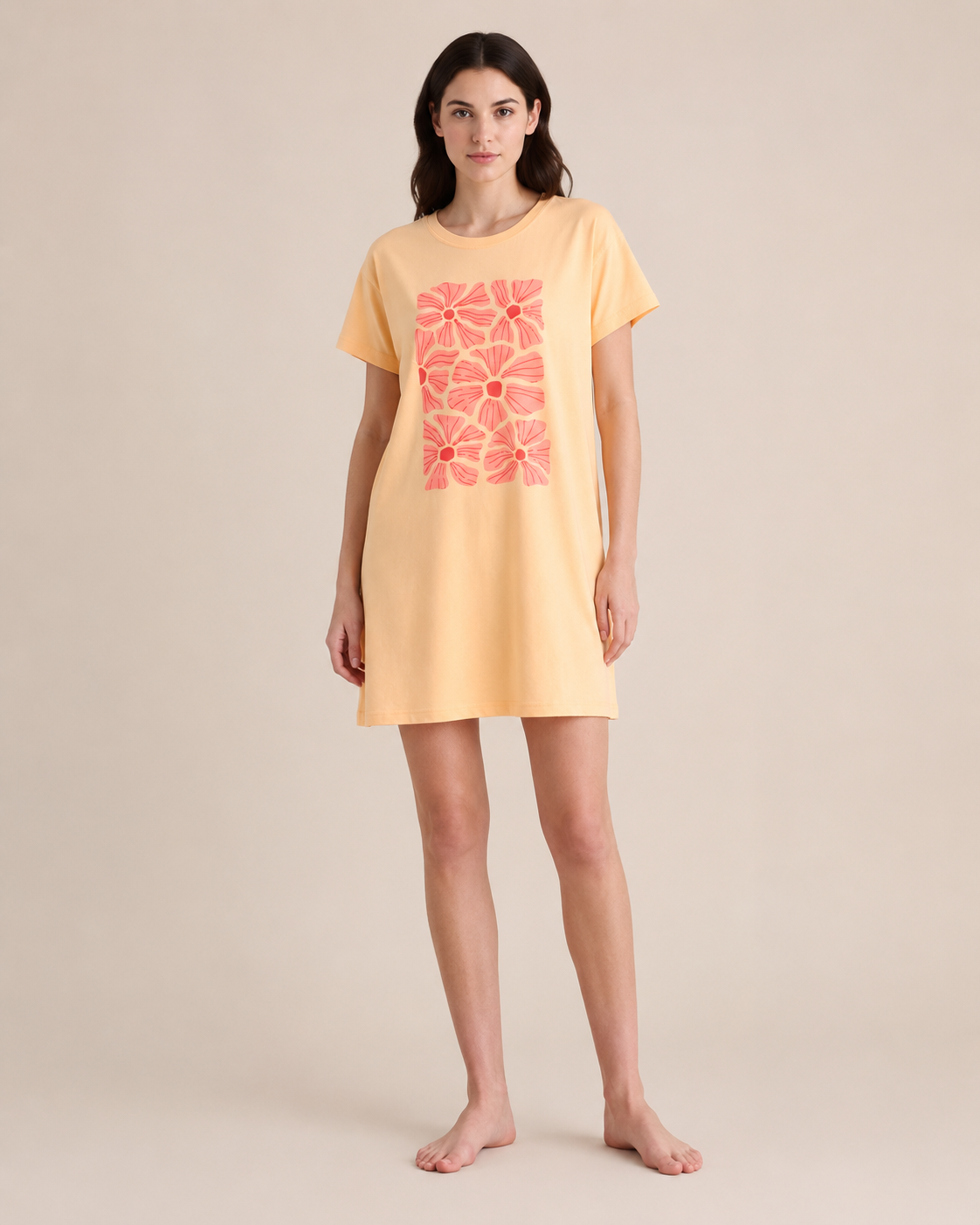 NIGHTDRESS "FILA" T-SHIRT A MANICHE CORTE IN JERSEY - Soft Peach