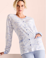 Pigiama aperto girocollo, manica lunga, interlock di cotone. ROMANCE