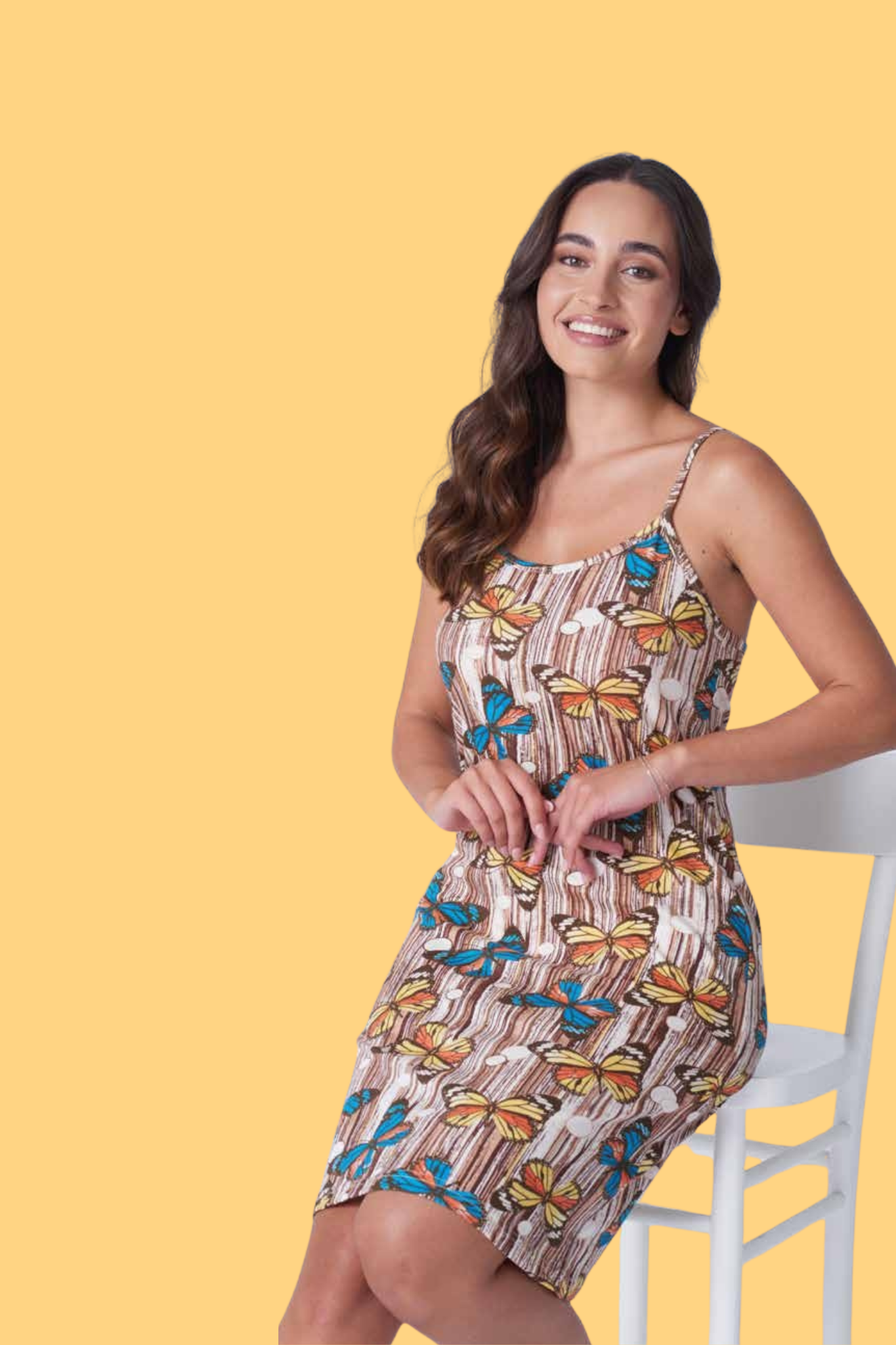 Camicia da notte donna spallina fantasia farfalle