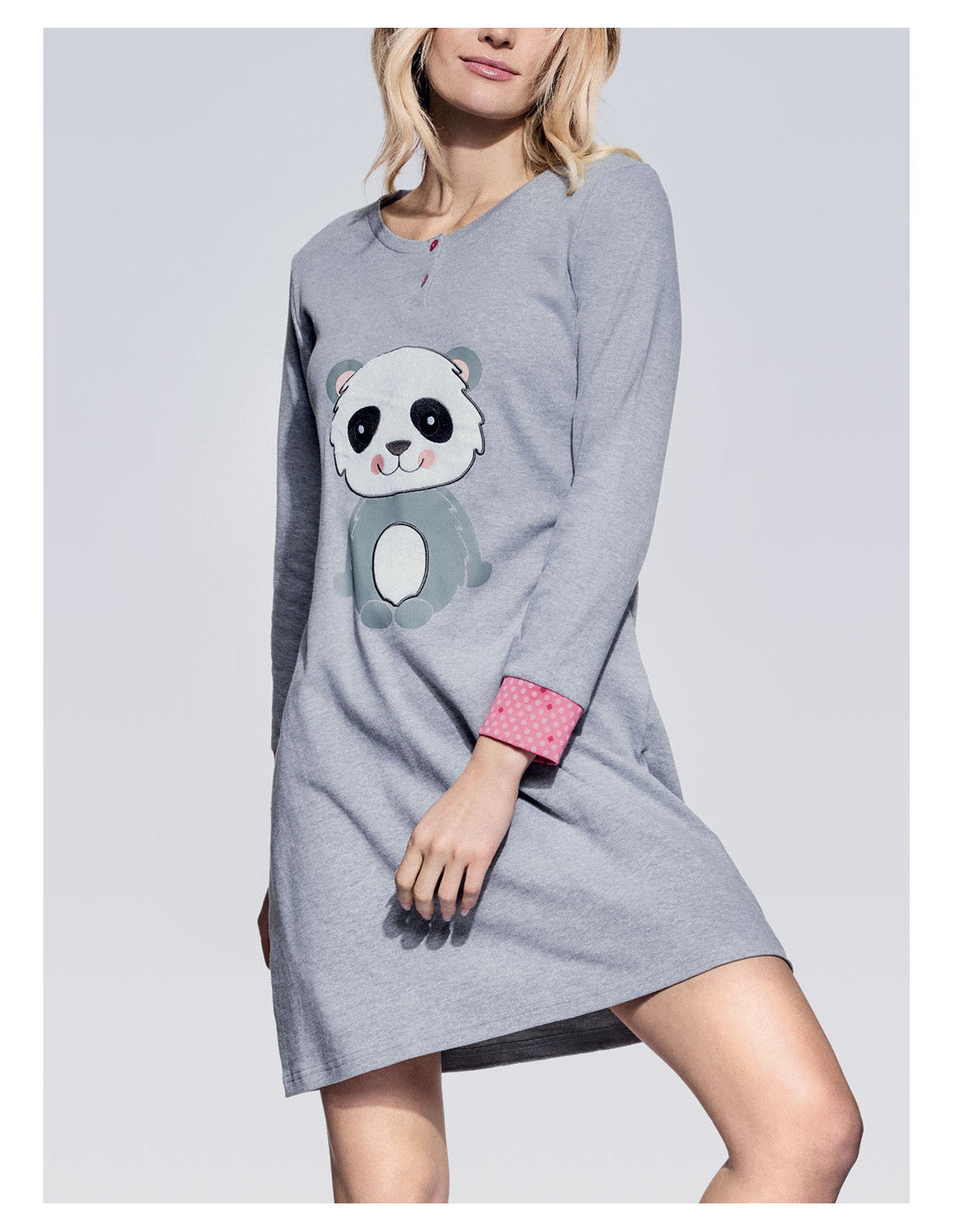 Camicia da notte donna in caldo cotone manica lunga